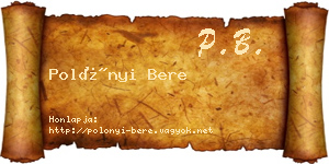 Polónyi Bere névjegykártya